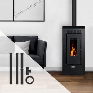 Vulcano SMS Pelletkaminofen-Paket + 12 kW Einbausatz für rückseitigen Auslass