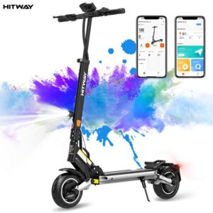 HITWAY Elektroroller Schwarz & Grau, klappbar 8,5″ – 500W – 15,6Ah Akku mit LCD-Display – App-Steuerung – ultraleicht & tragbar