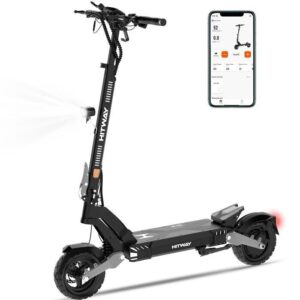 HITWAY Elektroroller klappbar – 10″ Luftreifen – 1600W Spitzenleistung – App-Steuerung – 48V 28,6Ah Akku – E-Scooter Schwarz & Grau