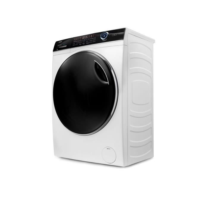 HAIER HW150-BP14986EFR Frontlader-Waschmaschine – 15 kg – Induktion – 70 cm breit – 1400 U/min – Energieeffizienzklasse A – Weiß und Schwarz